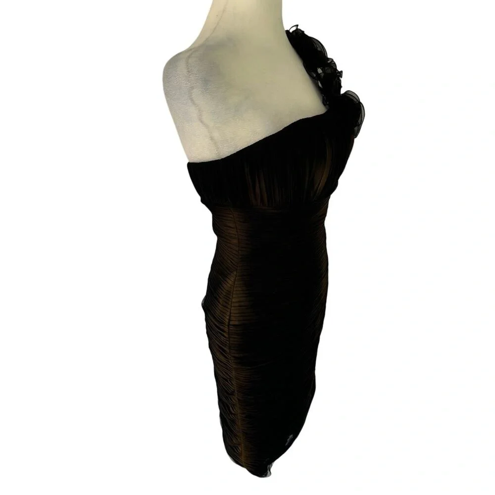 Jovani Junior Prom Dress Vintage Black Rosette One Shoulder Short Retro 90s Sz 8 - Picture 5 of 16